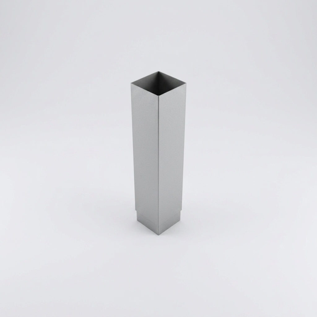 Aluminium Flush Joint Downpipe Sample — RAL 9006 / 72x72mm