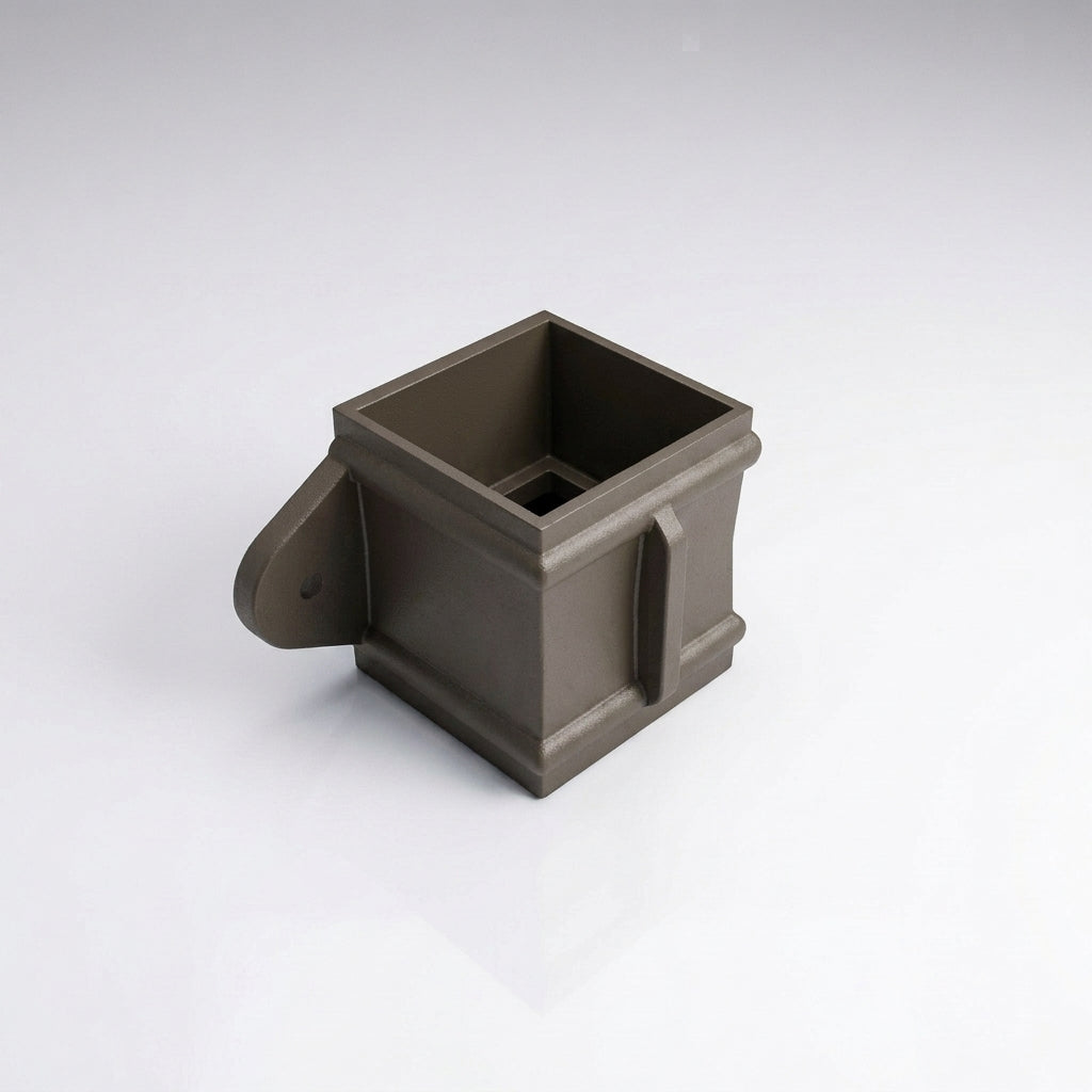 Traditional Downpipe Spare Socket Eared 72x72mm Aluminium — RAL 7022