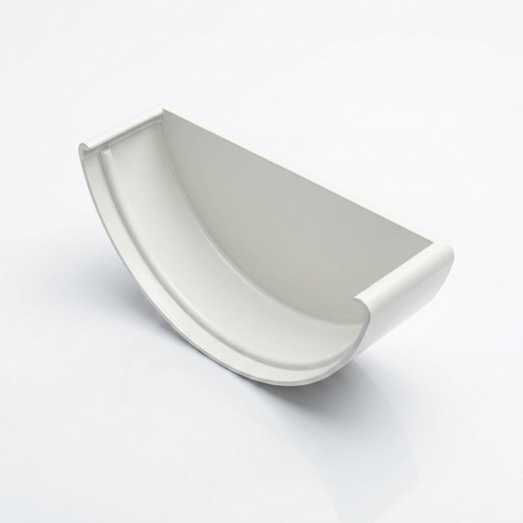 Half Round Aluminium Gutter Stop End - 125mm — RAL 9016