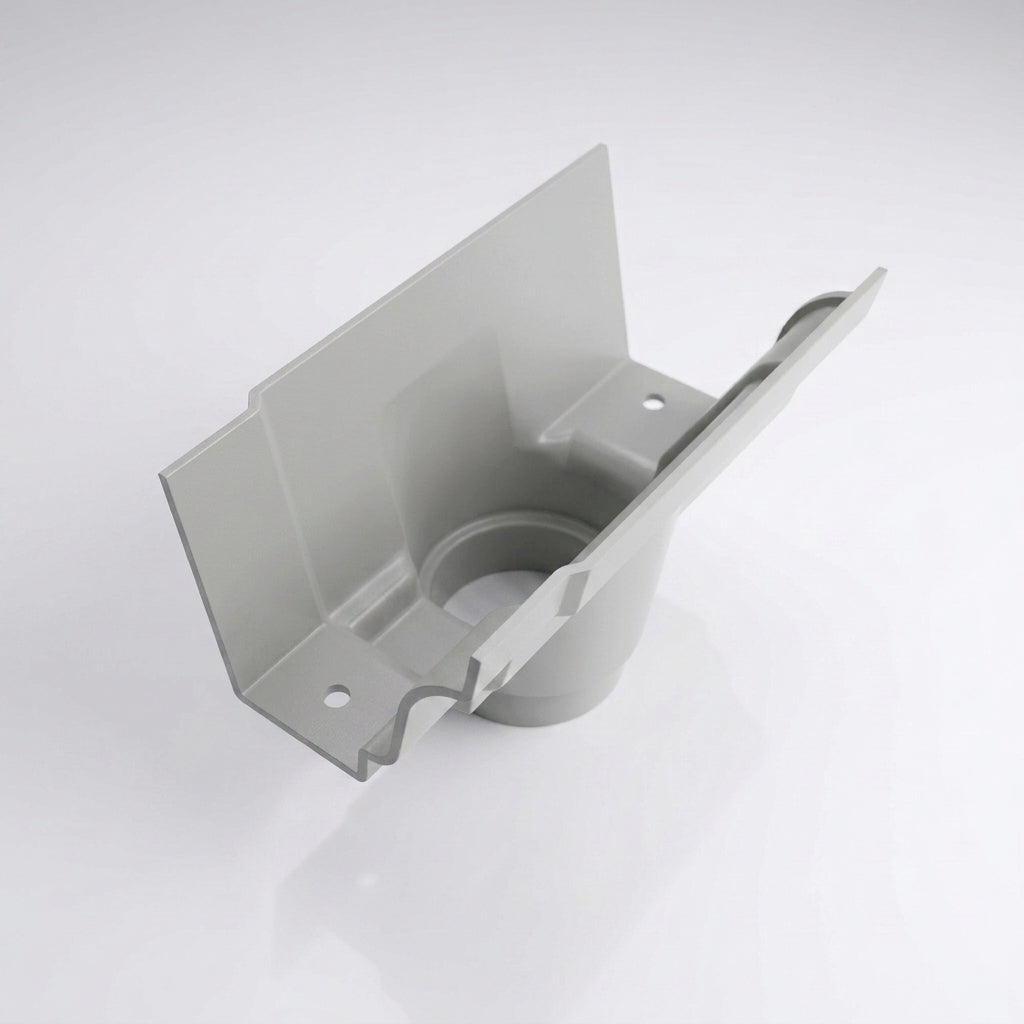 Moulded Ogee Gutter Outlet 76mm Diameter 125 x 100mm — RAL 7035