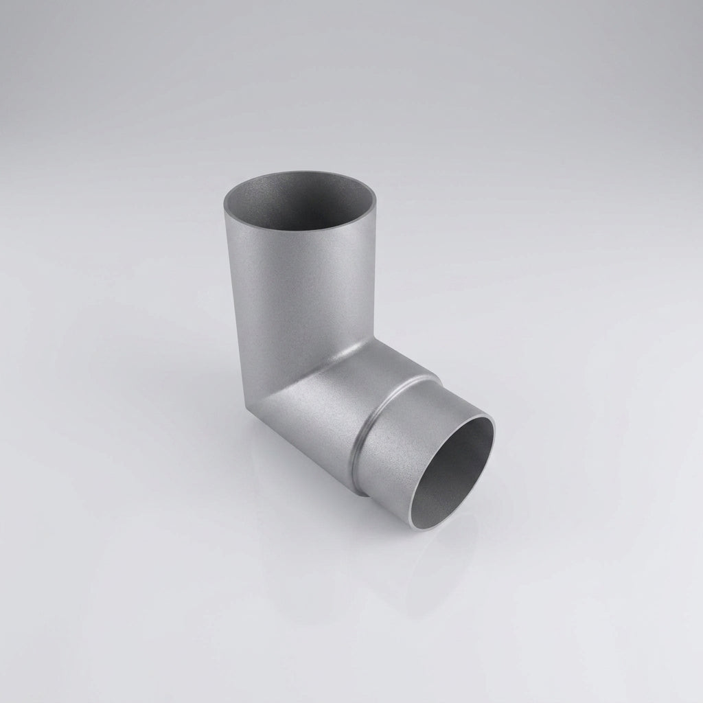 76mm Diameter Flush Joint Aluminium Downpipe Bends — RAL 9006 / 92.5 Deg