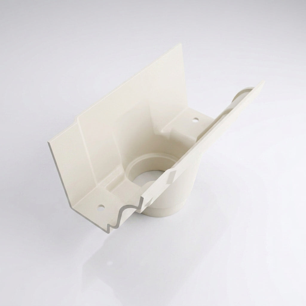 Moulded Ogee Gutter Outlet 76mm Diameter 125 x 100mm — RAL 9010