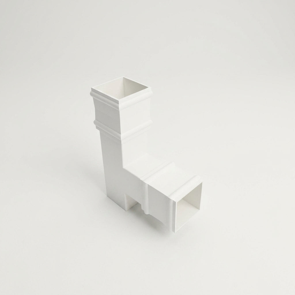 72x72mm Traditional Square Aluminium Downpipe Branches — RAL 9016 / 92.5 Degrees