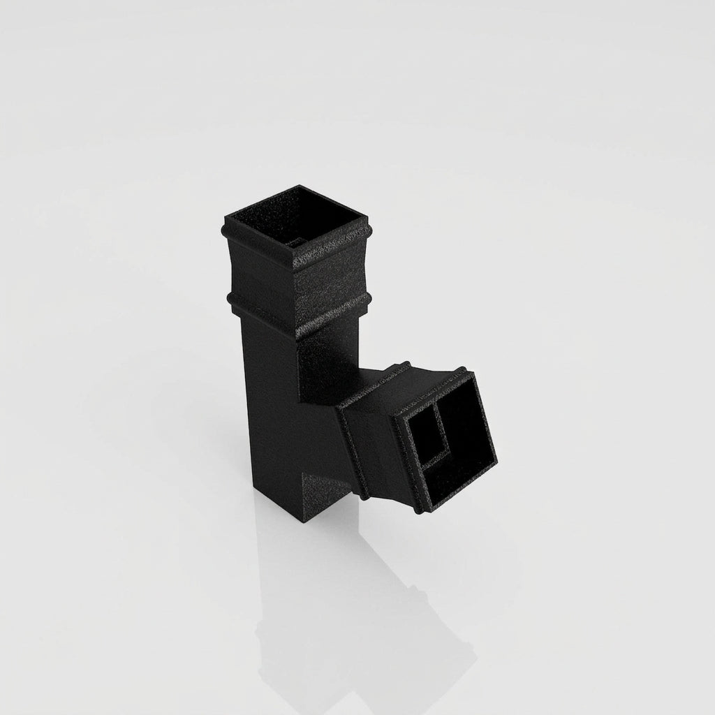 72x72mm Traditional Square Aluminium Downpipe Branches — Textured Black / 112.5 Degrees