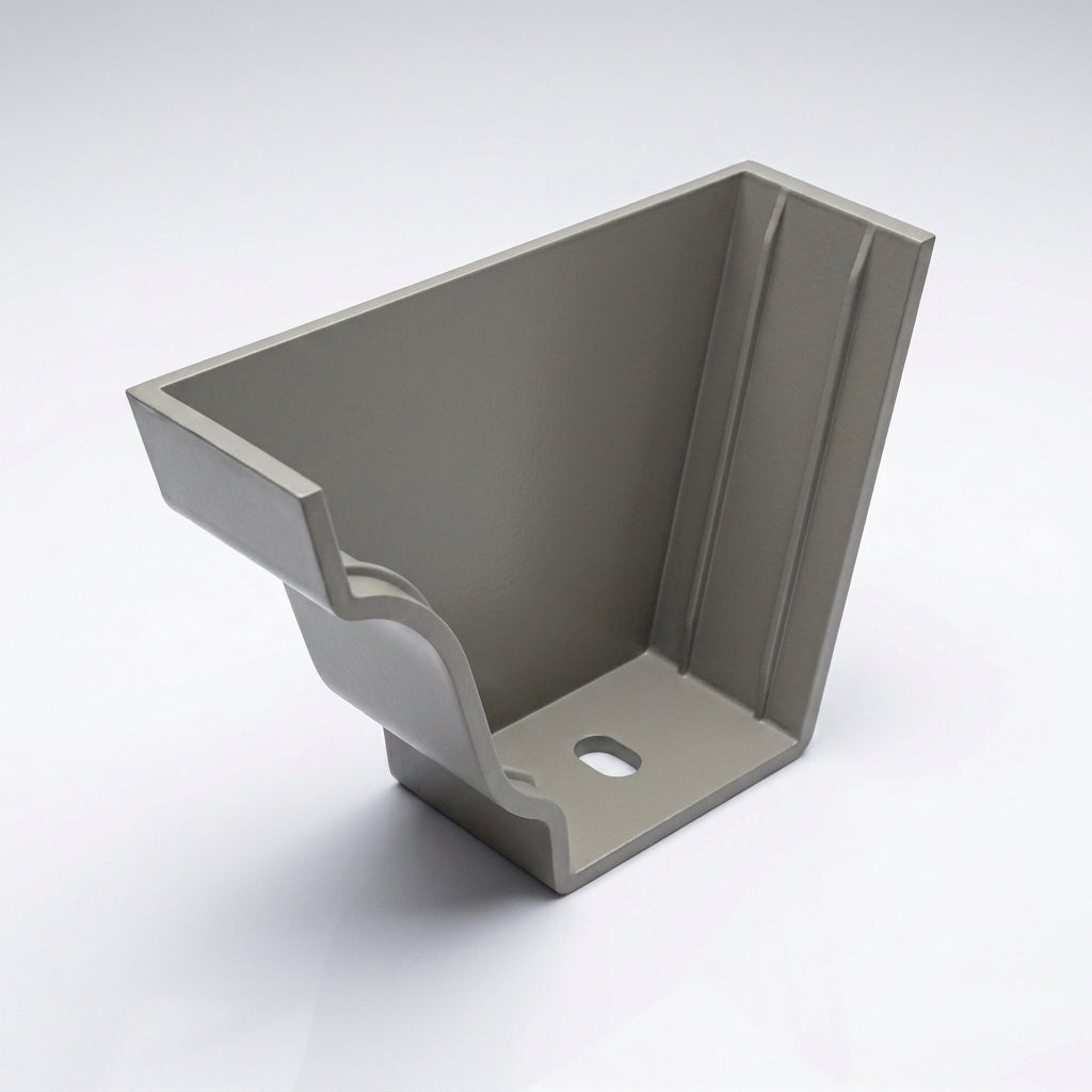 Moulded Ogee Gutter Left Hand Stop End 125 x 100mm — RAL 7036