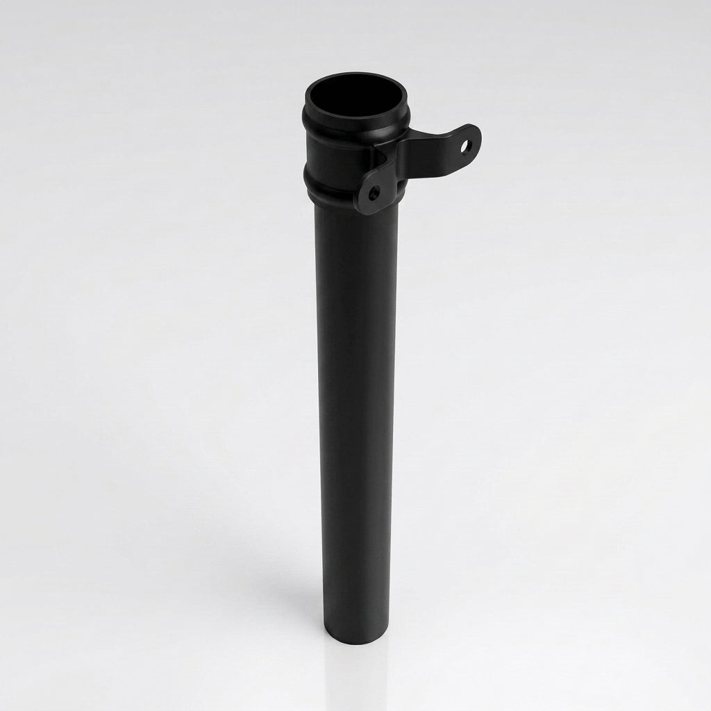 Aluminium Downpipe Length Eared Socket 63mm Dia x 3m — RAL 9005