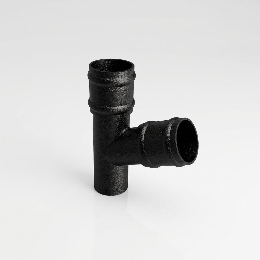 Traditional Aluminium Downpipe Branch 76mm Diameter — Textured Black / 112.5 Degrees