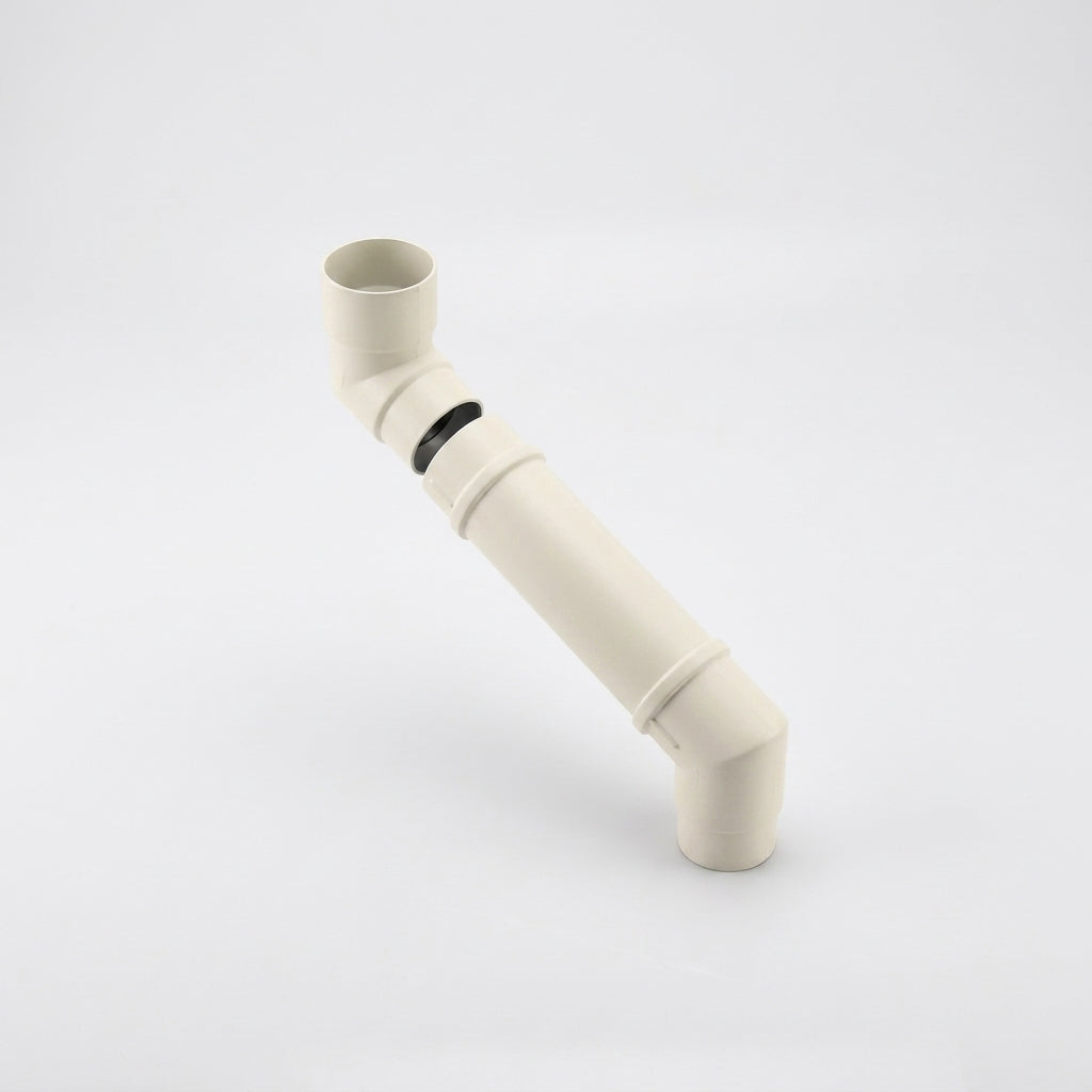 Flush Joint Adjustable Swanneck 63mm Downpipe Connector — RAL 9010