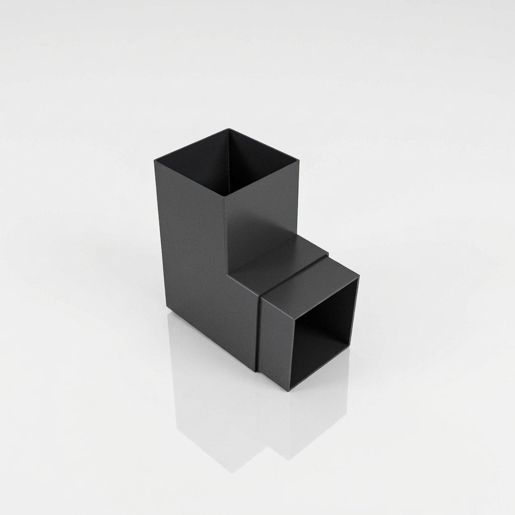 Flush Joint Aluminium Downpipe Bend 72x72mm — RAL 7021 / 92.5 Degrees