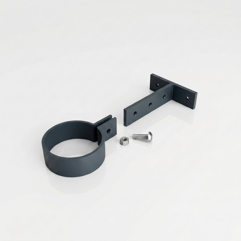 Adjustable Aluminium Pipe Clip 76mm Diameter — RAL 7016