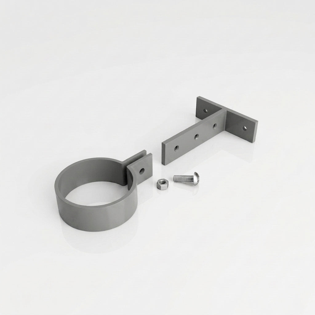 Adjustable Aluminium Pipe Clip 76mm Diameter — RAL 7037