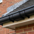 Deepflow Aluminium Gutter Jointer 130mm Marine Grade — Textured Black (in use)