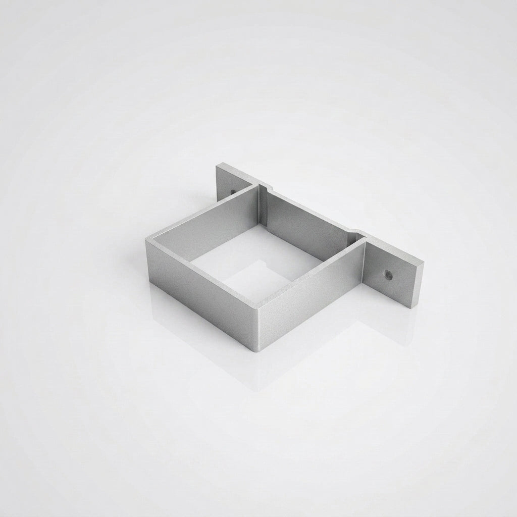 Aluminium Downpipe Clip 72×72mm with 5mm Wall Spacing — RAL 9006