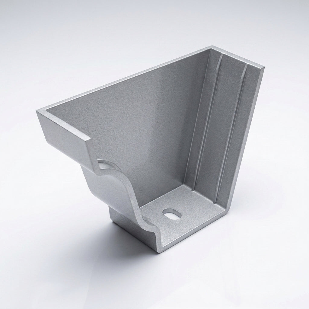 Moulded Ogee Gutter Left Hand Stop End 125 x 100mm — RAL 9006