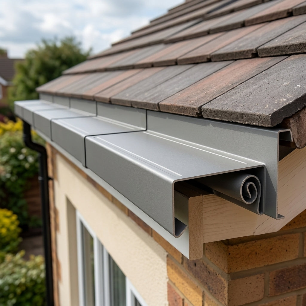 Aluminium Coping Stop End Upstand – Secret Fix — RAL 7036 (in use)