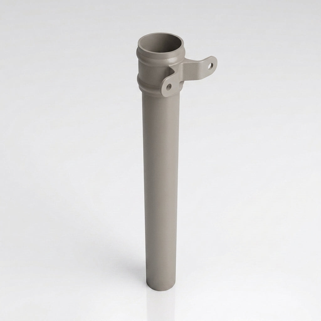 Aluminium Downpipe Length Eared Socket 63mm Dia x 3m — RAL 7036