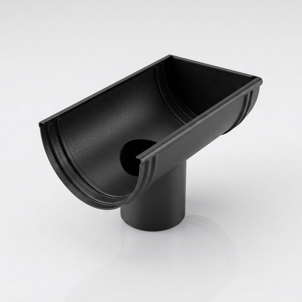 DeepFlow Aluminium Gutter Outlet 76mm Diameter 130mm — Textured Black