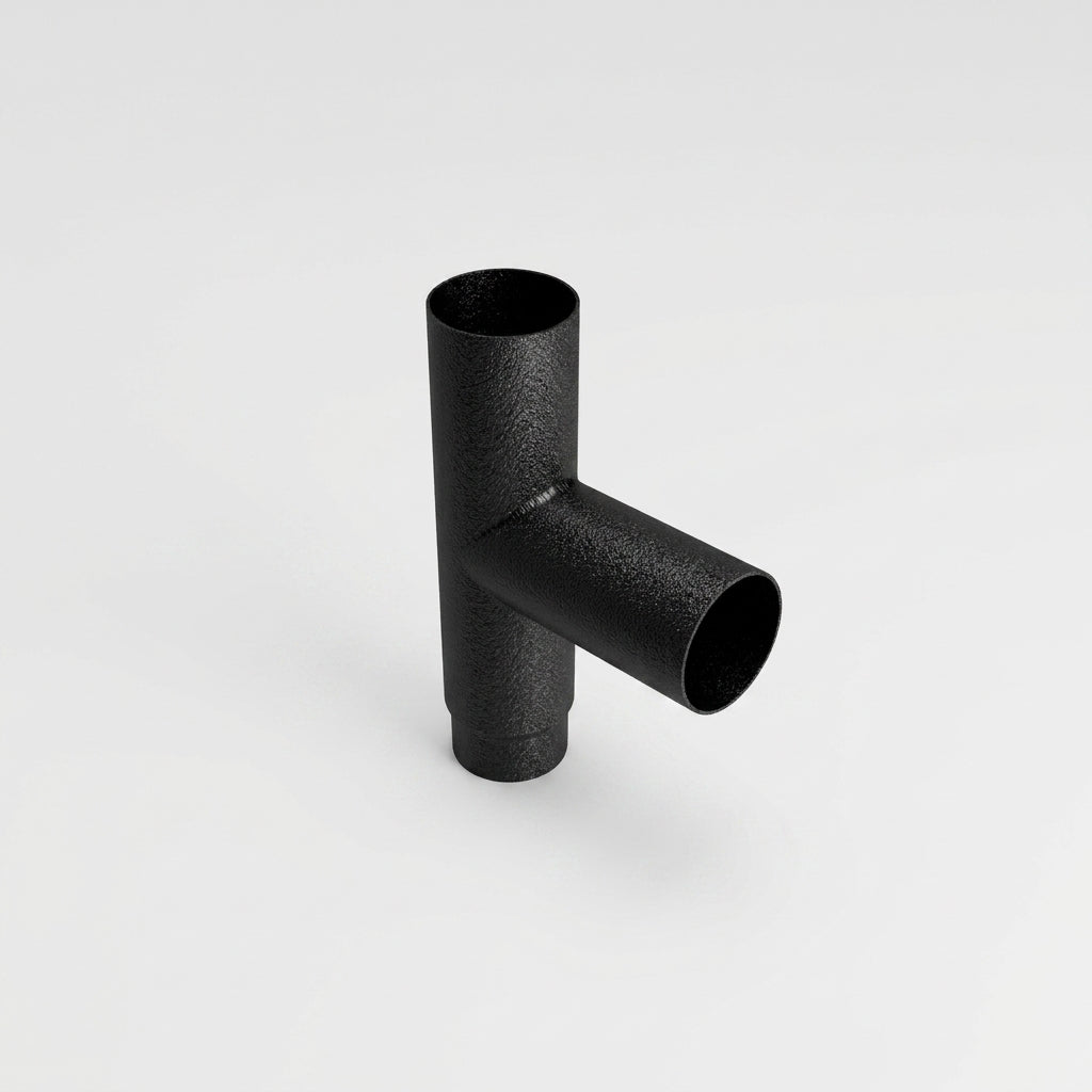 76mm Diameter Flush Joint Downpipe Branches — Textured Black / 92.5 Degrees