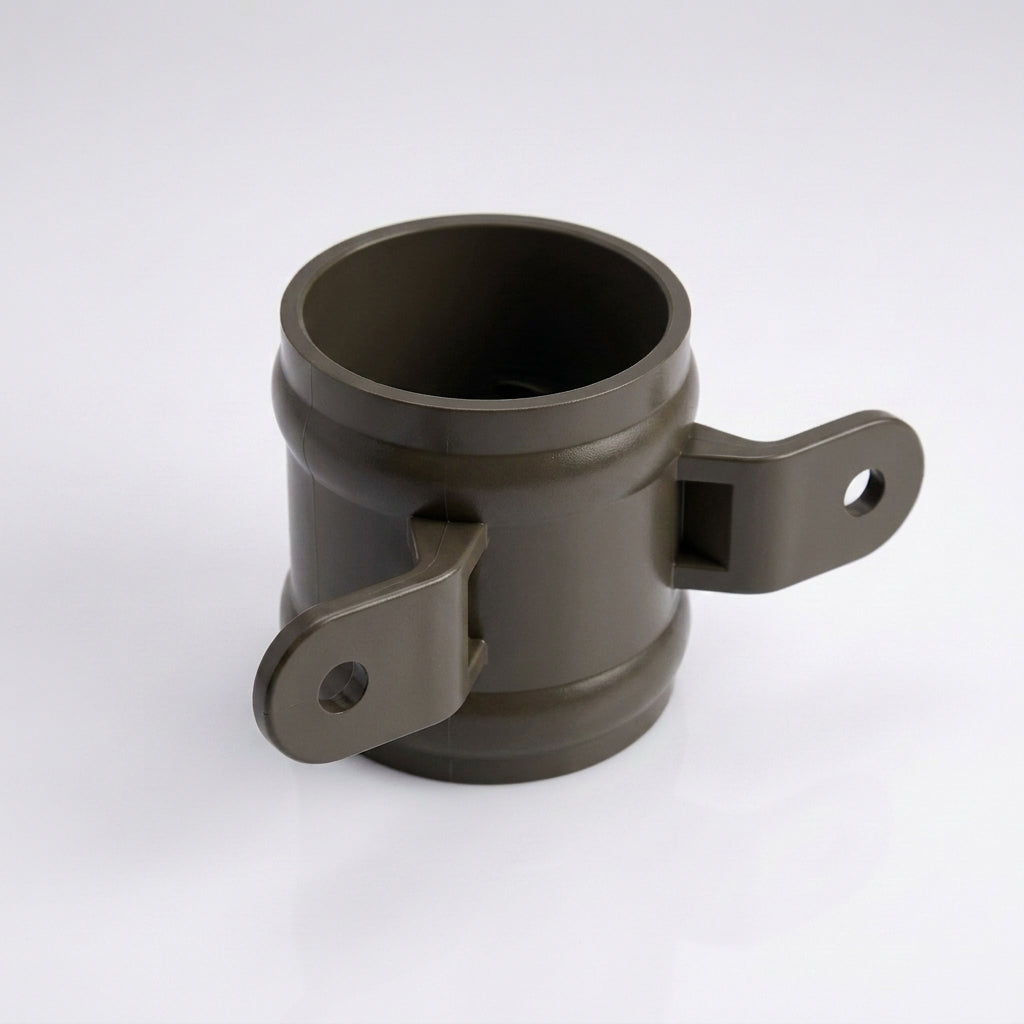 Traditional Downpipe Spare Socket 63mm Dia with Eared Fixings — RAL 7022