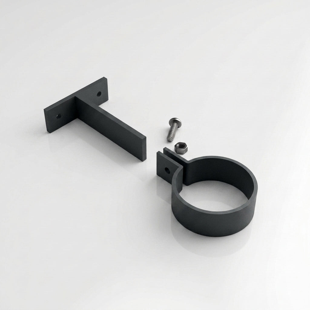 Adjustable Aluminium Pipe Clip 63mm Diameter — RAL 7021