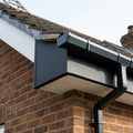Aluminium Fascia Board Sample — Textured Black / 'L' Return (in use)