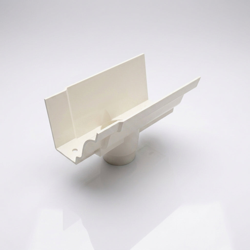 Moulded Ogee Gutter Outlet 63mm Dia, 125 x 100mm — RAL 9010