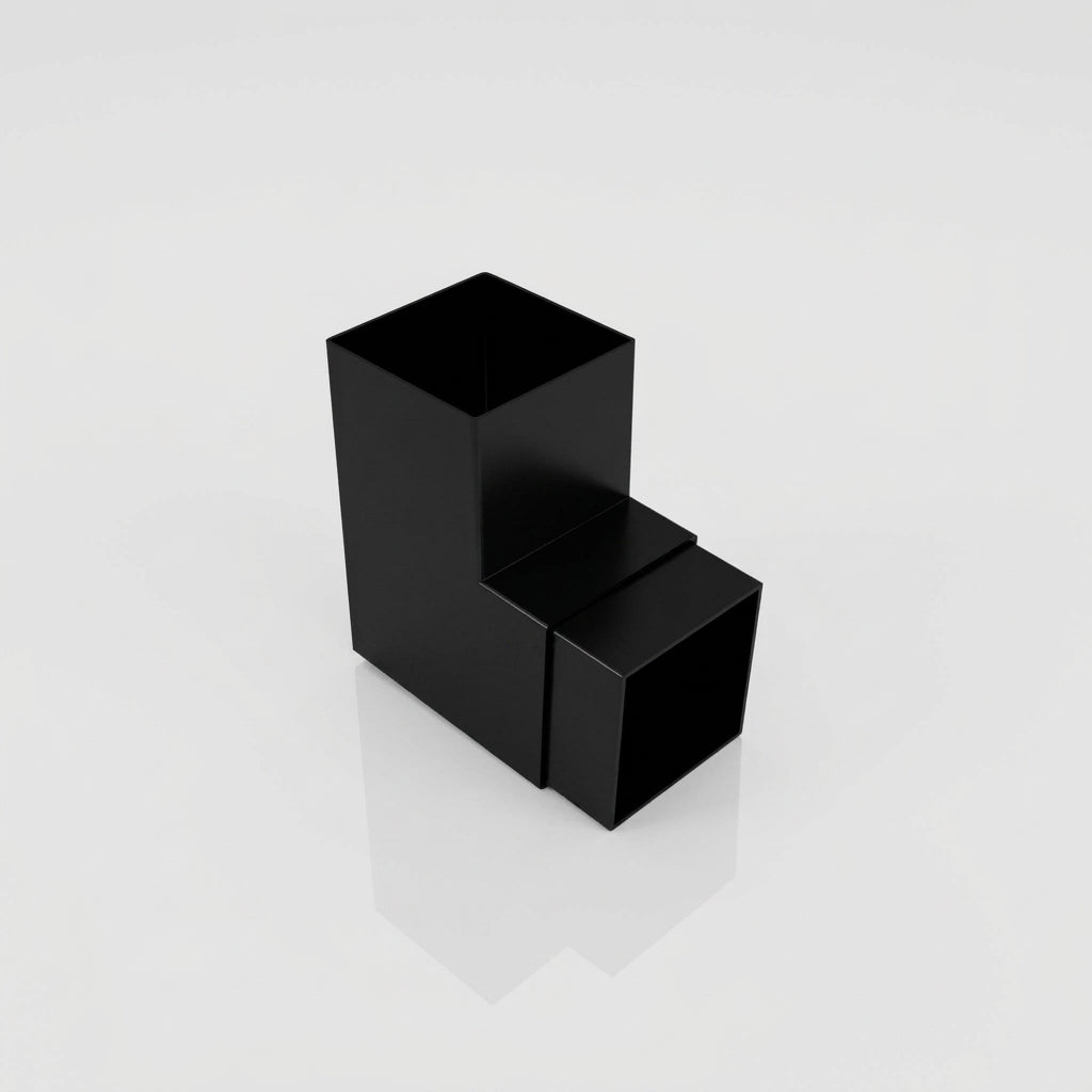 Flush Joint Aluminium Downpipe Bend 72x72mm — RAL 9005 / 92.5 Degrees
