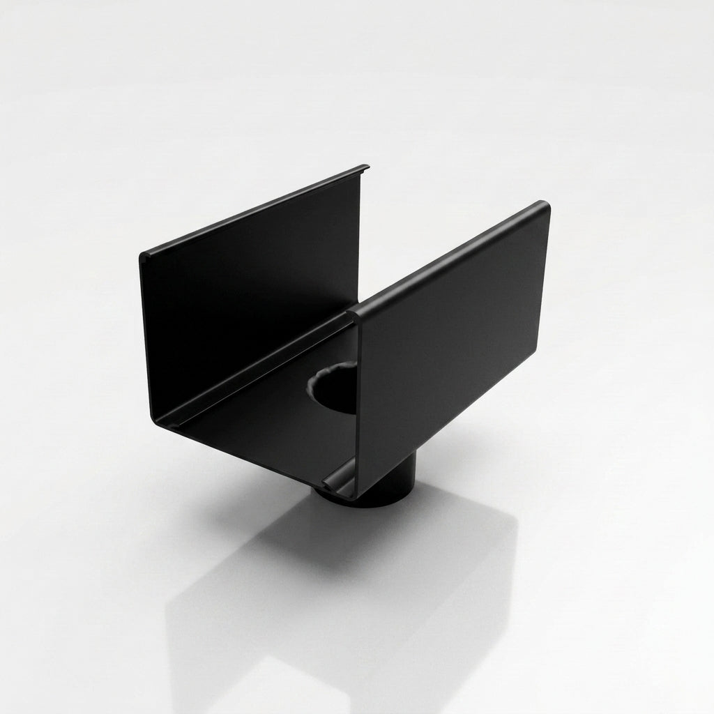 Aluminium Box Gutter Outlet 63mm Diameter 135 x 100mm — RAL 9005