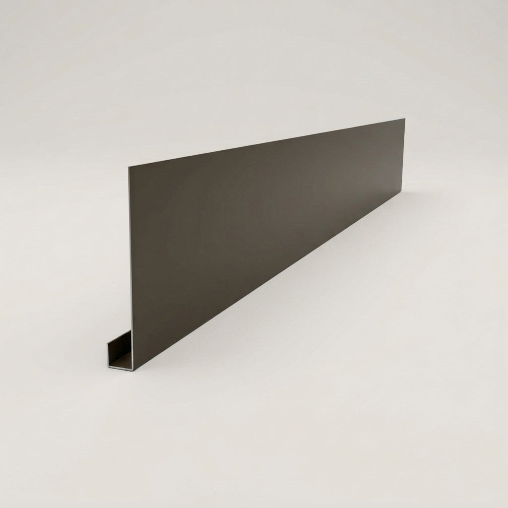 Aluminium Fascia Board Sample — RAL 7022 / 'U' Return