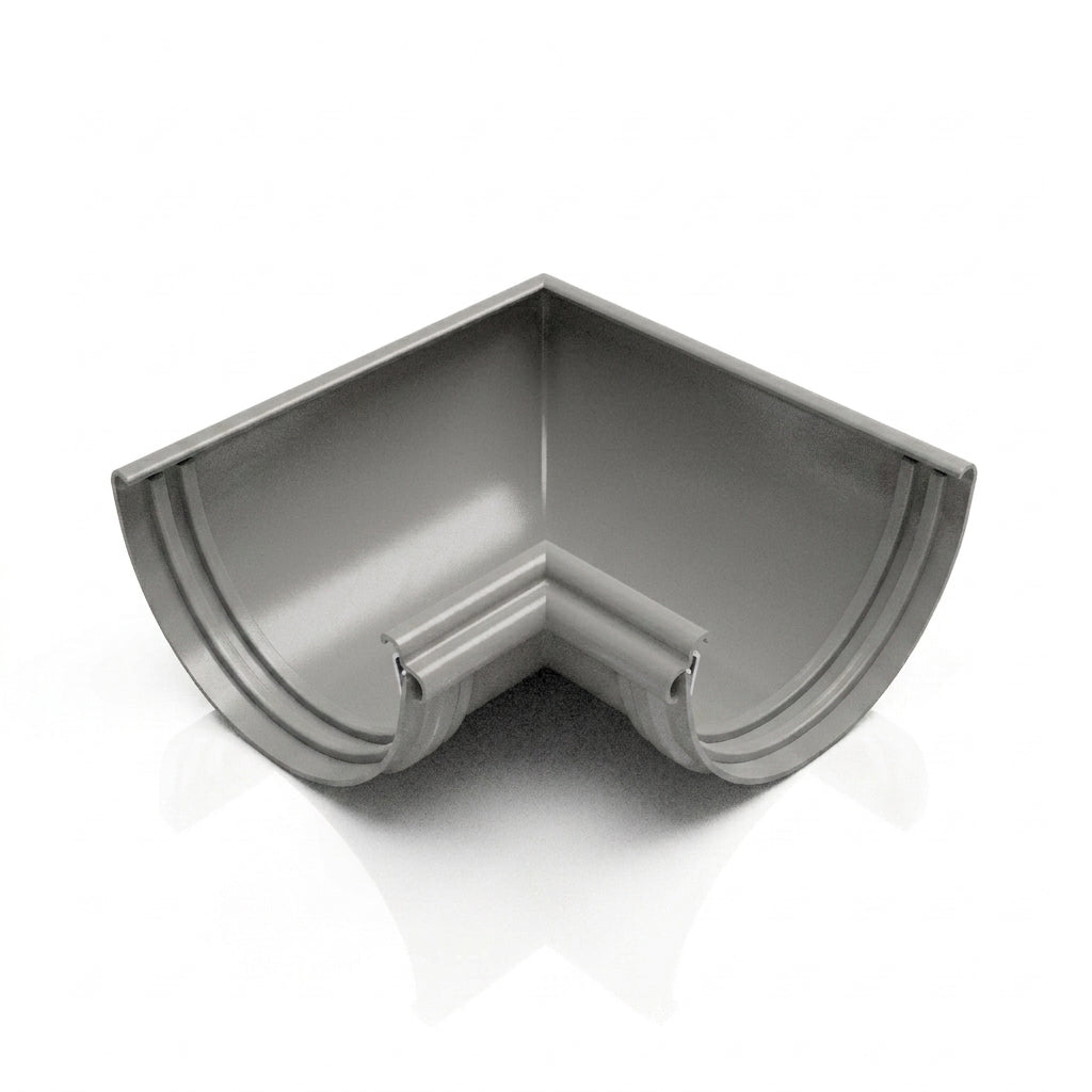 Half Round Aluminium Gutter Angle 90° - 125mm — RAL 7036