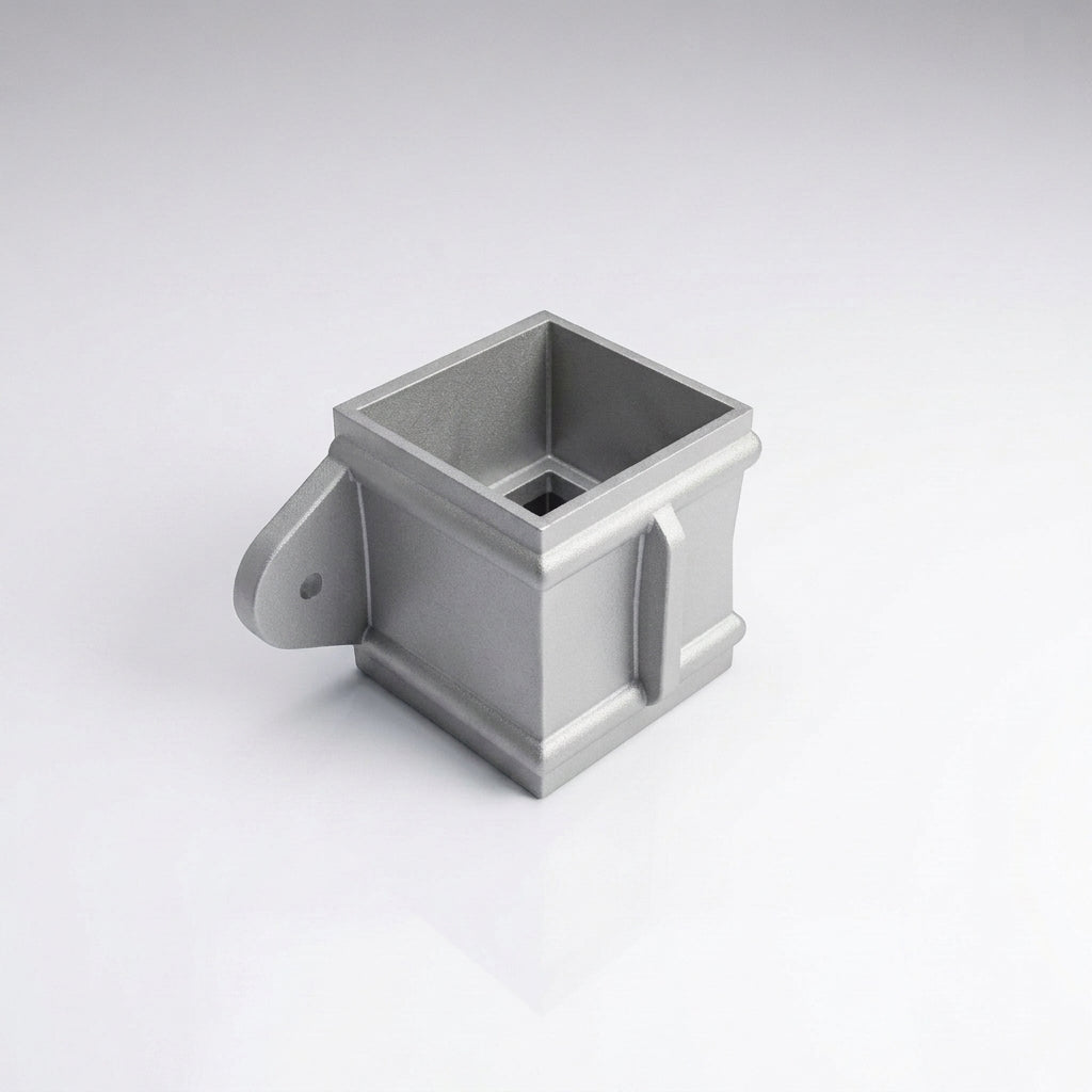 Traditional Downpipe Spare Socket Eared 72x72mm Aluminium — RAL 9006