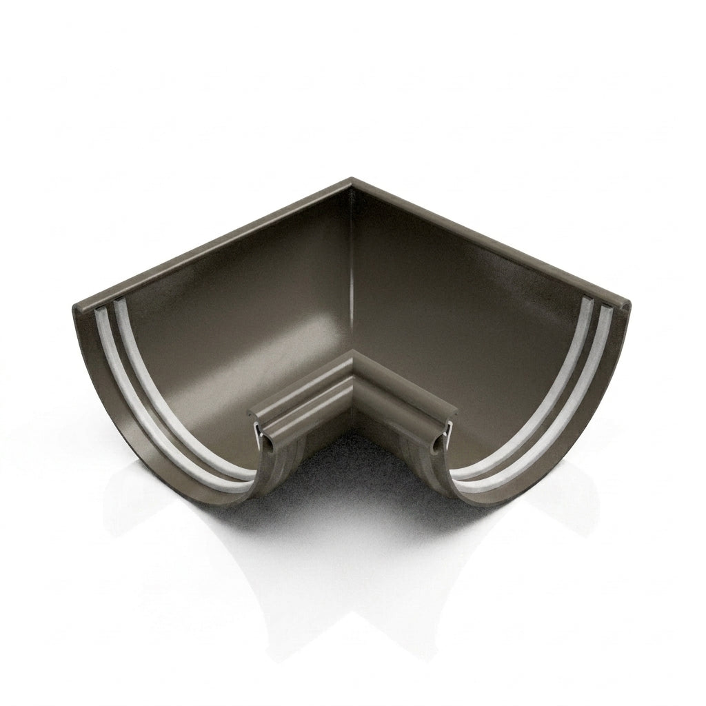 Half Round Aluminium Gutter Angle 90° - 125mm — RAL 7022