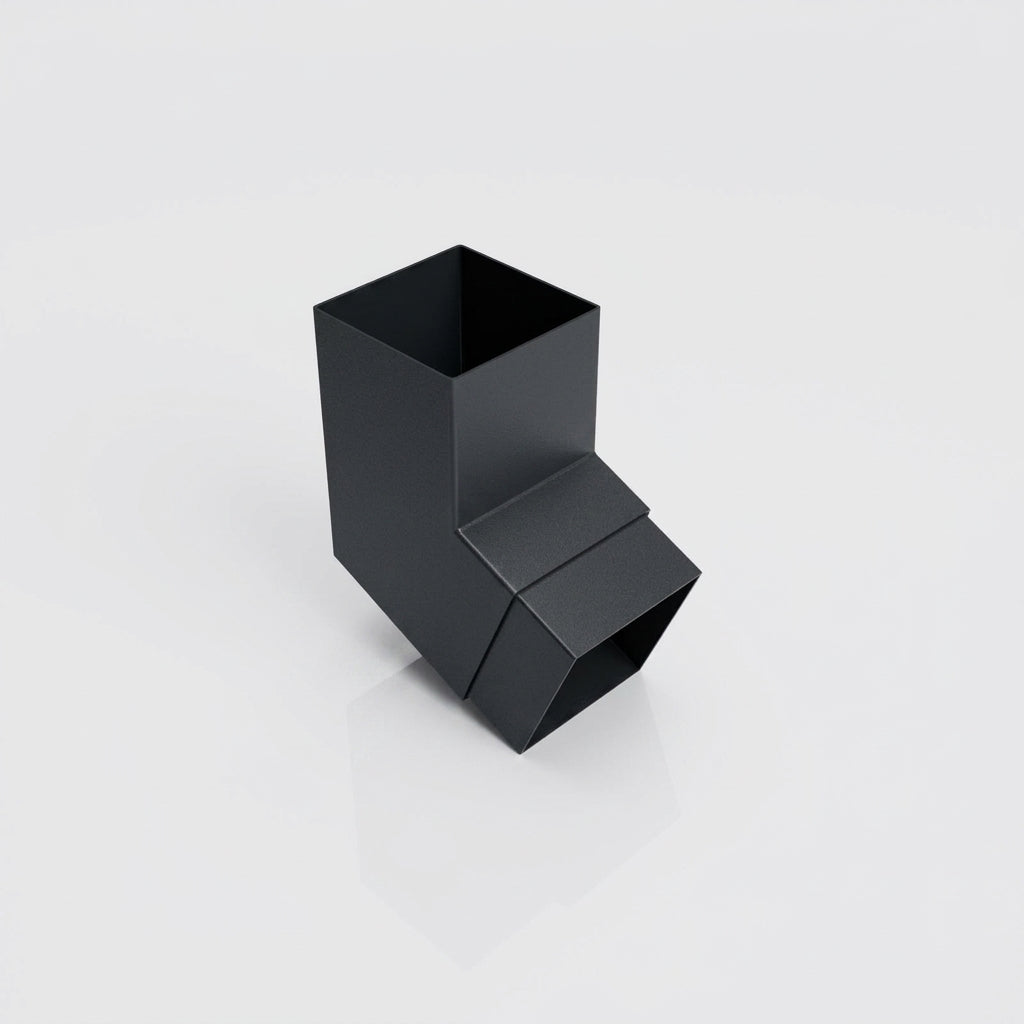 Flush Joint Aluminium Downpipe Bend 72x72mm — RAL 7021 / 112.5 Degrees