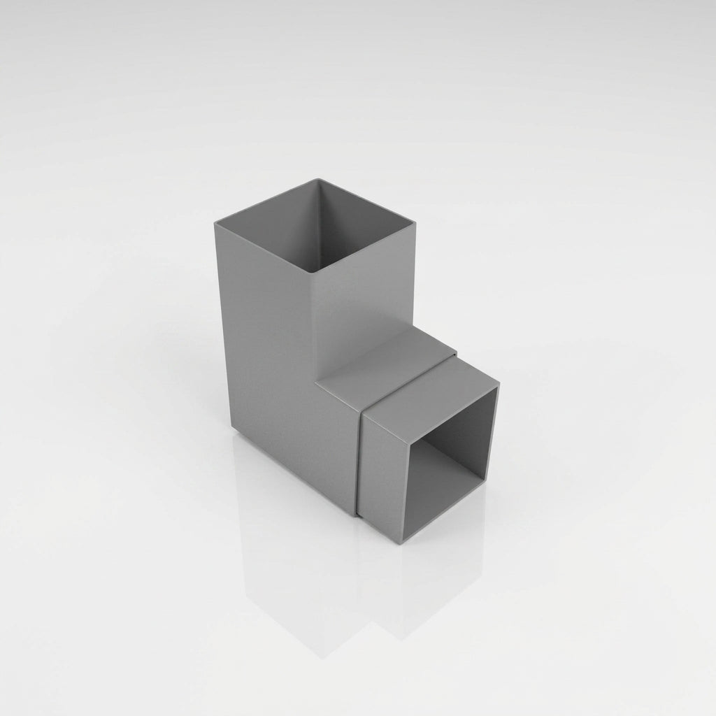Flush Joint Aluminium Downpipe Bend 72x72mm — RAL 7037 / 92.5 Degrees