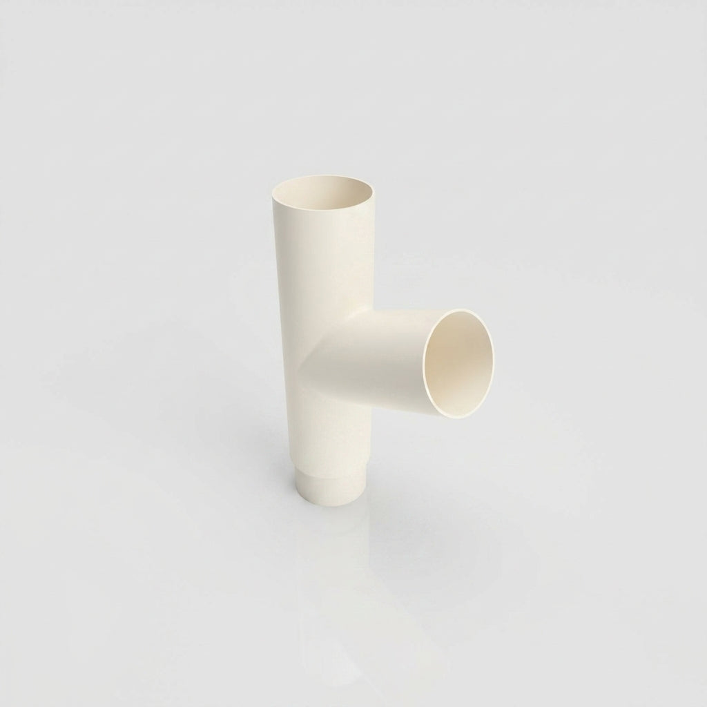 76mm Diameter Flush Joint Downpipe Branches — RAL 9010 / 112.5 Degrees