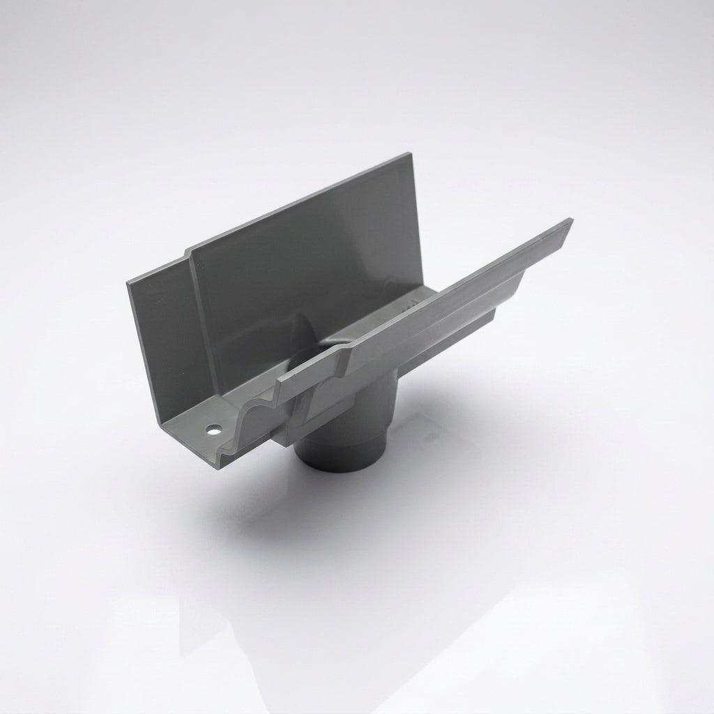 Moulded Ogee Gutter Outlet 63mm Dia, 125 x 100mm — RAL 7037