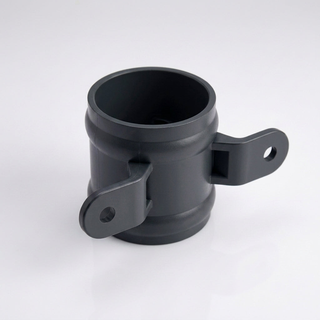 Traditional Downpipe Spare Socket 63mm Dia with Eared Fixings — RAL 7021
