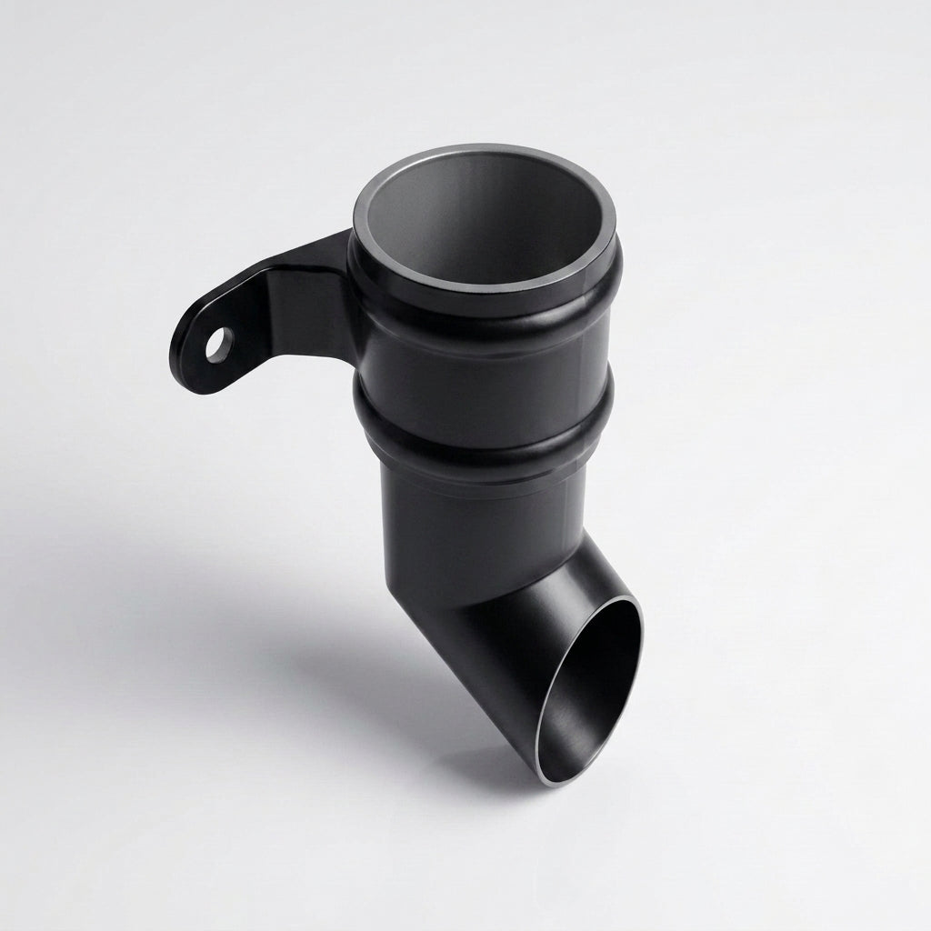 Traditional Aluminium Downpipe Shoe 76mm Diameter — RAL 9005