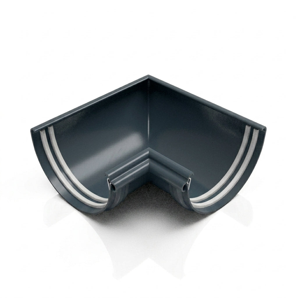 Half Round Aluminium Gutter Angle 90° - 125mm — RAL 7016