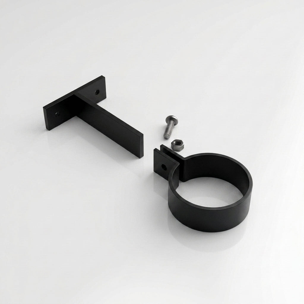 Adjustable Aluminium Pipe Clip 63mm Diameter — RAL 9005