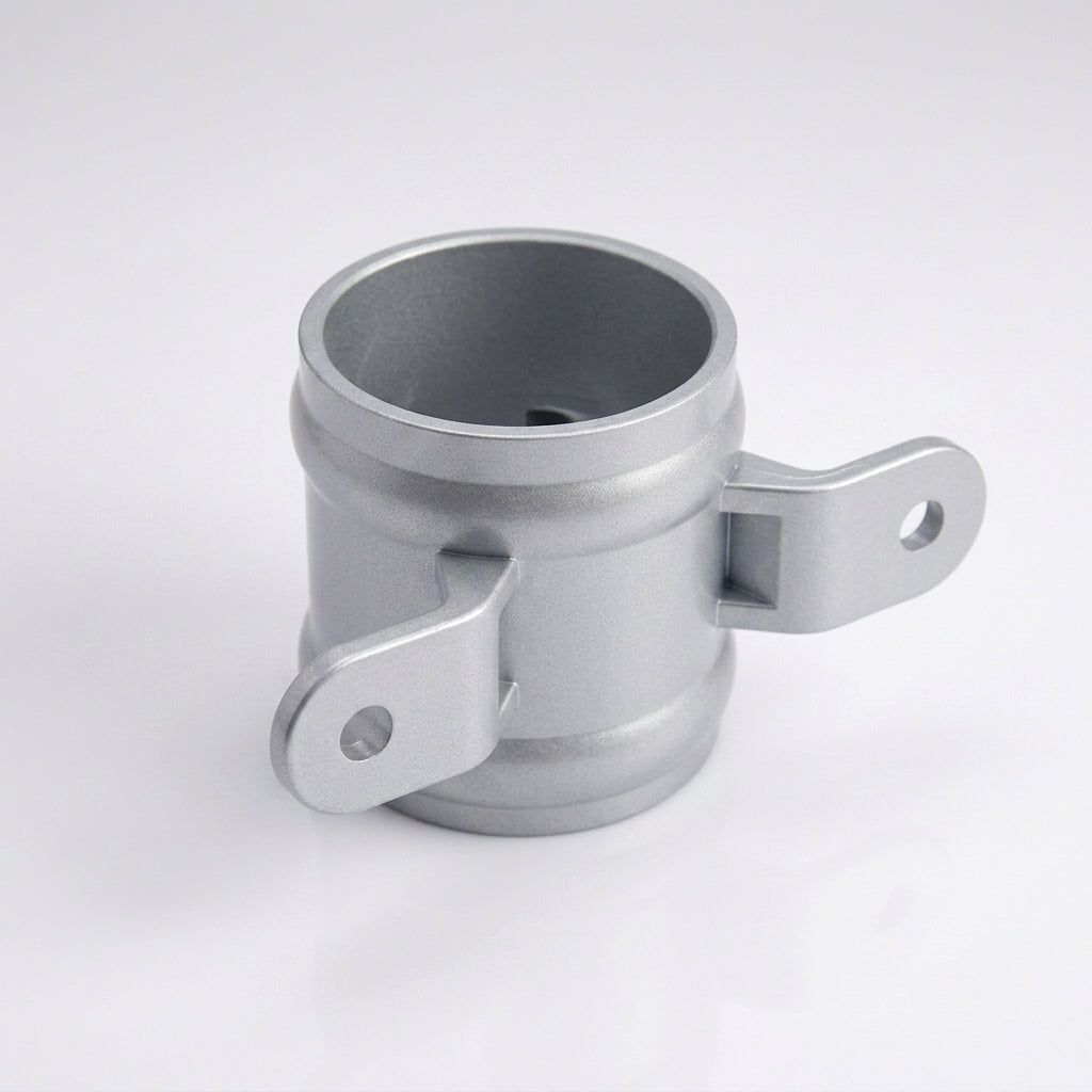 Traditional Downpipe Spare Socket 63mm Dia with Eared Fixings — RAL 9006