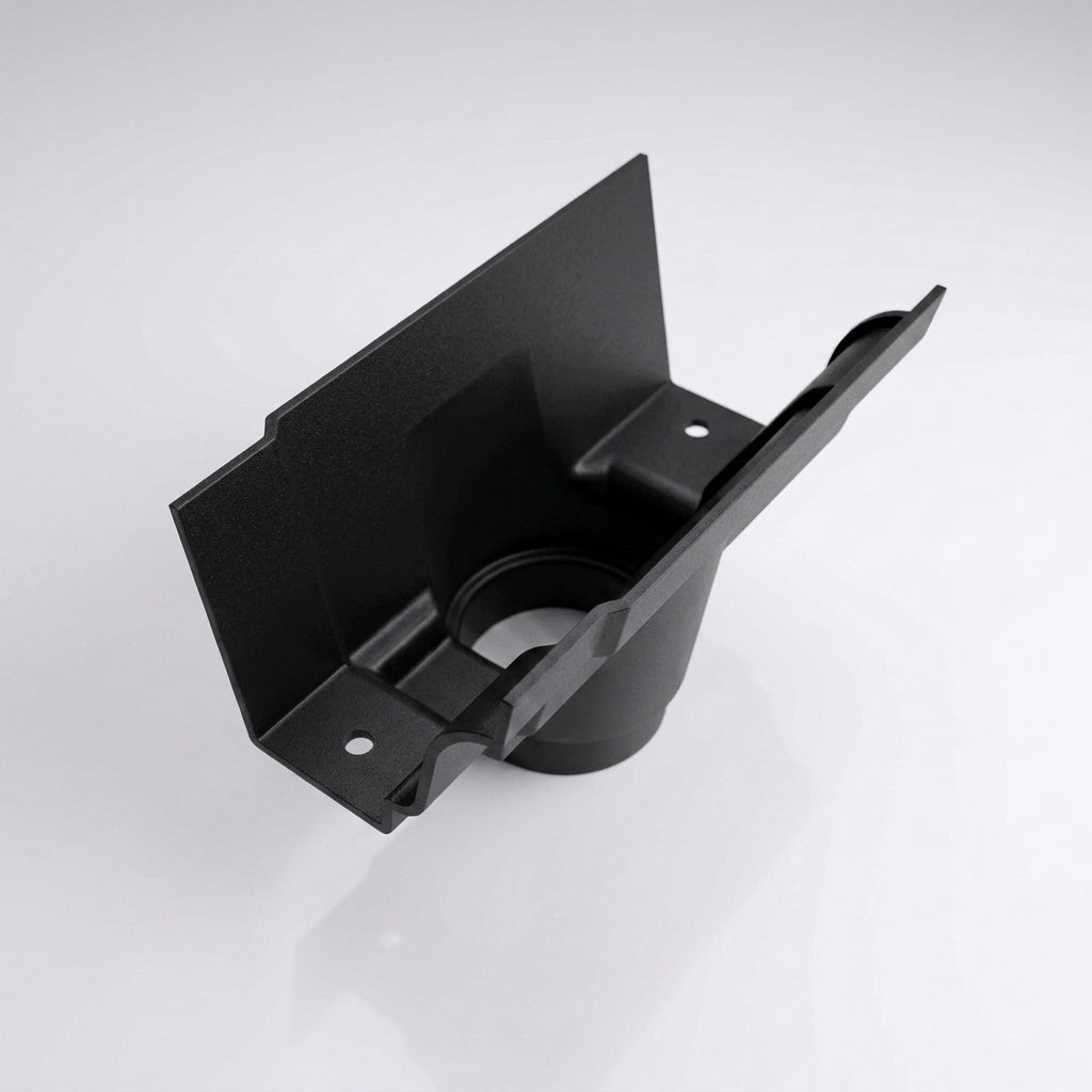 Moulded Ogee Gutter Outlet 76mm Diameter 125 x 100mm — Textured Black