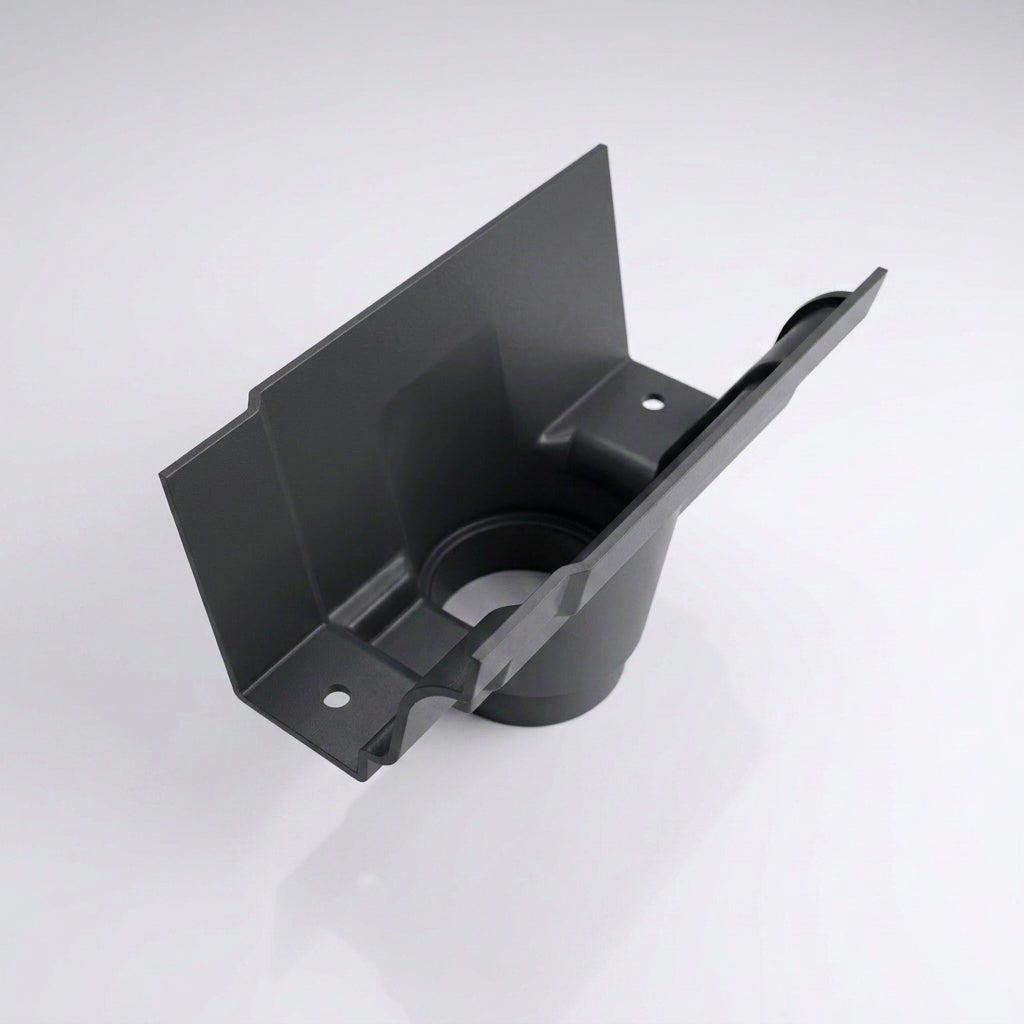Moulded Ogee Gutter Outlet 76mm Diameter 125 x 100mm — RAL 7021