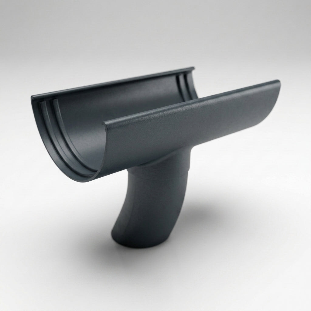 Half Round Aluminium Gutter Outlet 63mm Dia. 125mm — RAL 7016