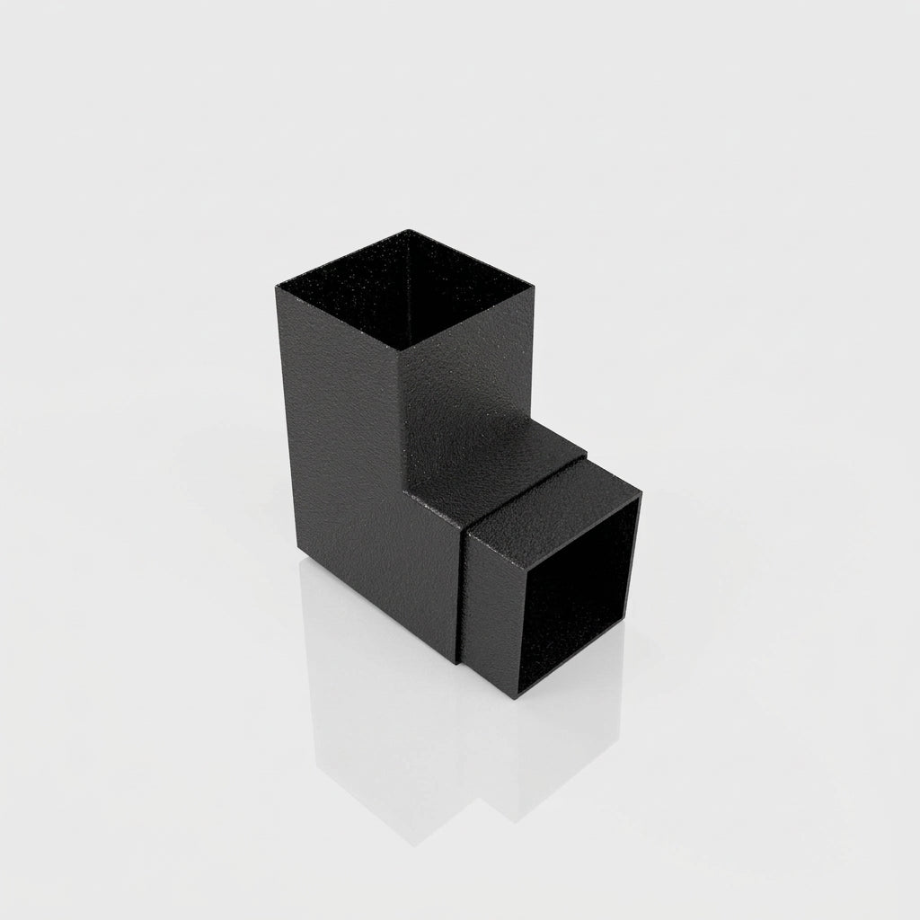 Flush Joint Aluminium Downpipe Bend 72x72mm — Textured Black / 92.5 Degrees