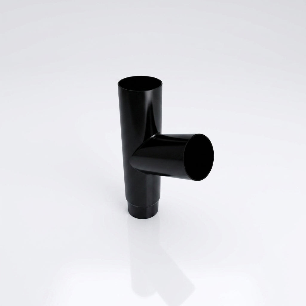 76mm Diameter Flush Joint Downpipe Branches — RAL 9005 / 112.5 Degrees