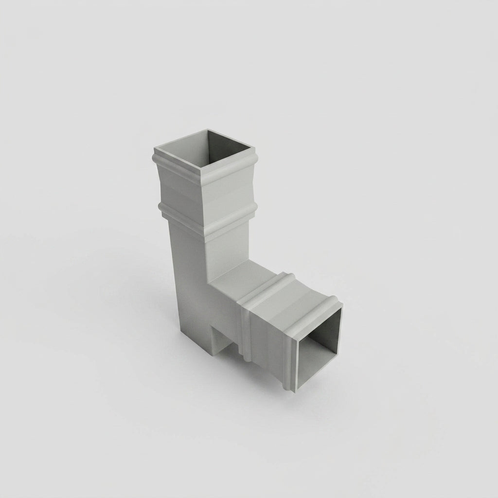 72x72mm Traditional Square Aluminium Downpipe Branches — RAL 7035 / 92.5 Degrees
