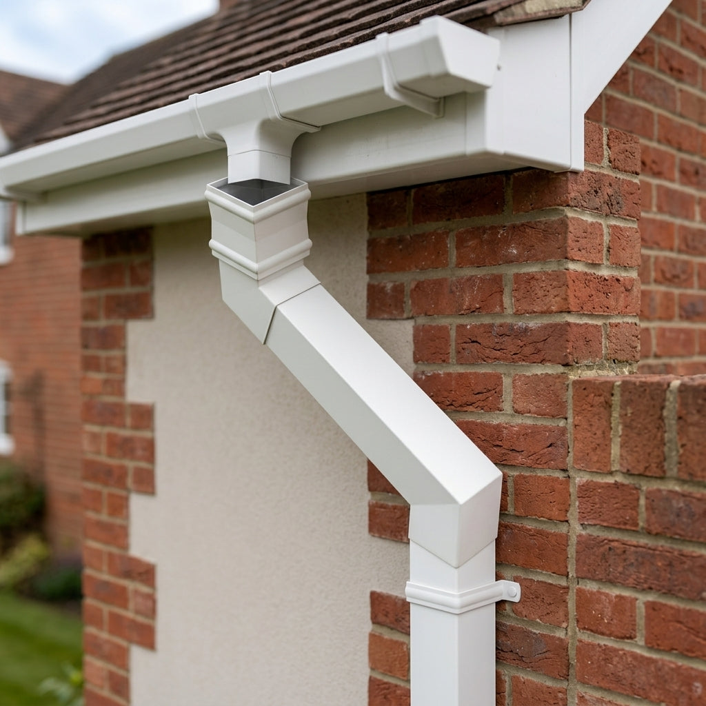 72x72mm Aluminium Adjustable Swanneck Offset — RAL 9010 (in use)