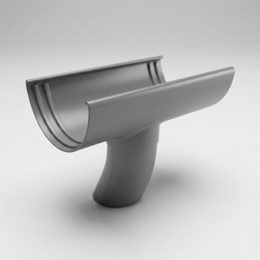 Half Round Aluminium Gutter Outlet 63mm Dia. 125mm — RAL 7037