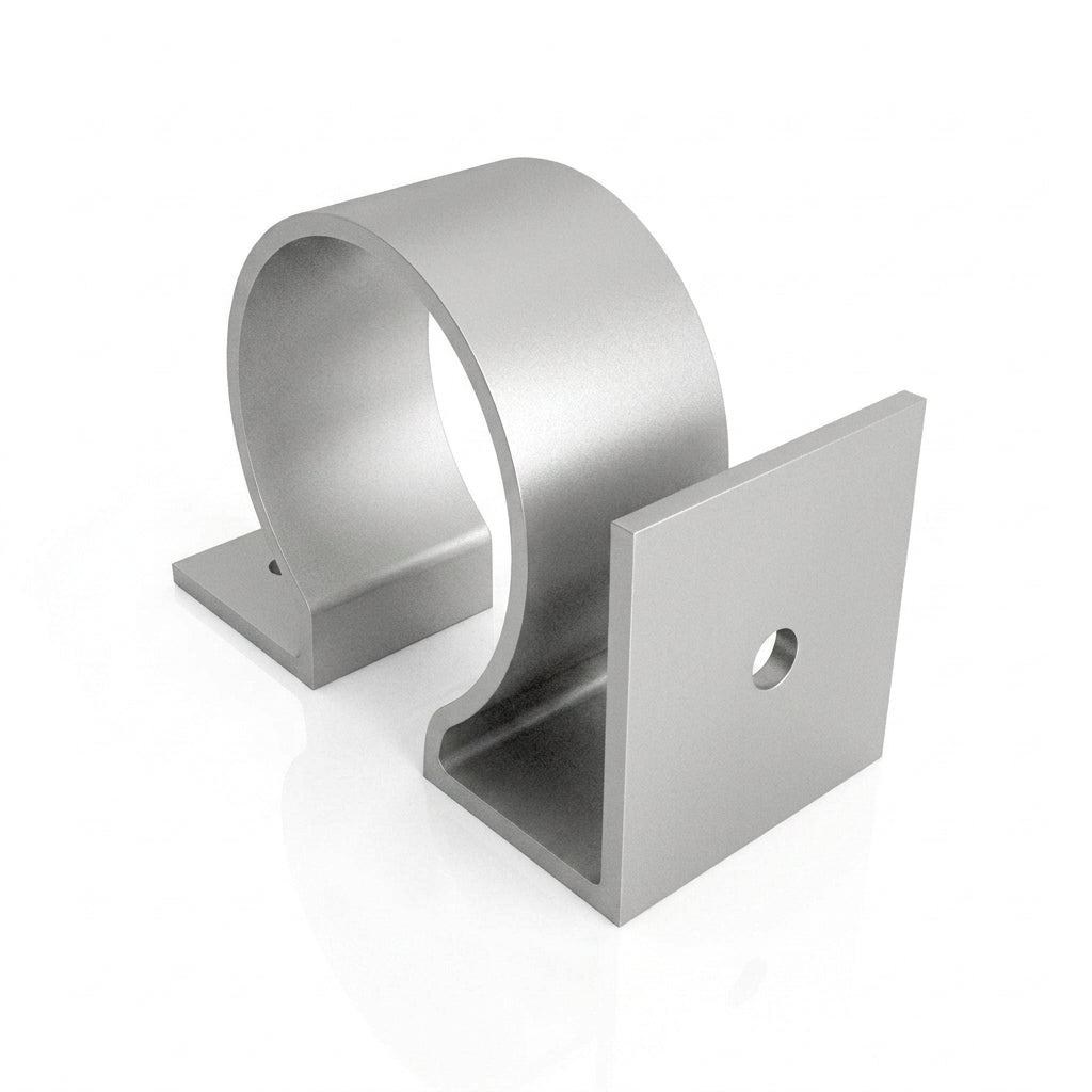 Aluminium Downpipe Clip 63mm Dia with 25mm Wall Offset — RAL 9006